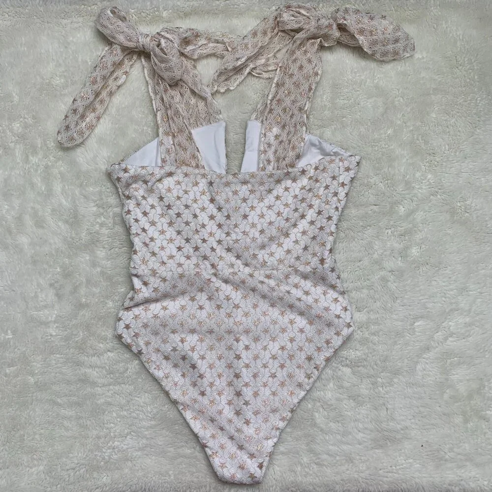 Soah Women's Sienna Printed Lace One Piece Swimsuit Size Small